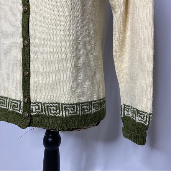 VTG Handmade Wool Knit Nordic Fair Isle Cardigan - Picture 3 of 14